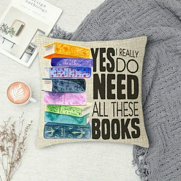 Other - New Home Deco Linen Blend Book Lover's Pillowcase